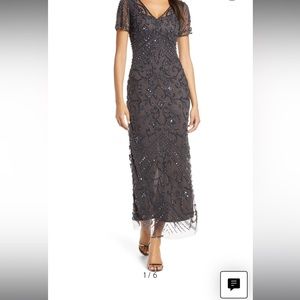 Pissarro Nights Beaded Mesh Gown